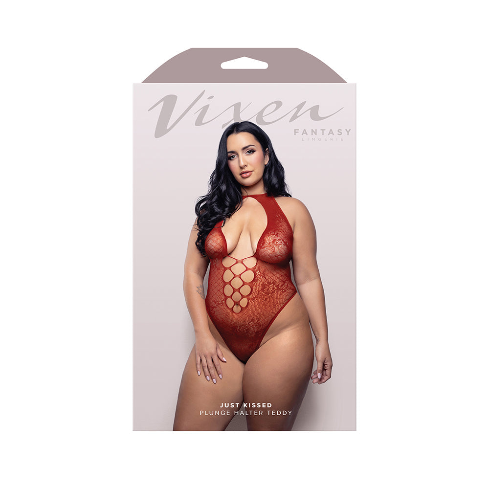 Floral Lace Tie Plunge Teddy for Curvy Figures